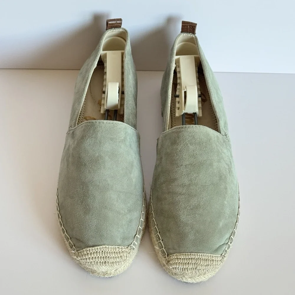 Sam Edelman Khloe Womens 7.5 Sage Suede Espadrille Flats Slip On